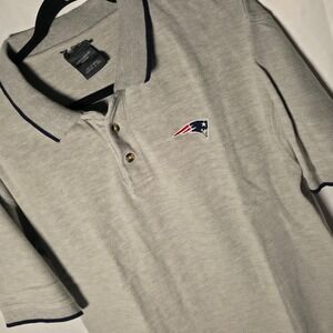 Vtg Pro Edge New England Patriots Polo Shirt Mens Large Gray NFL Short Sleeve
